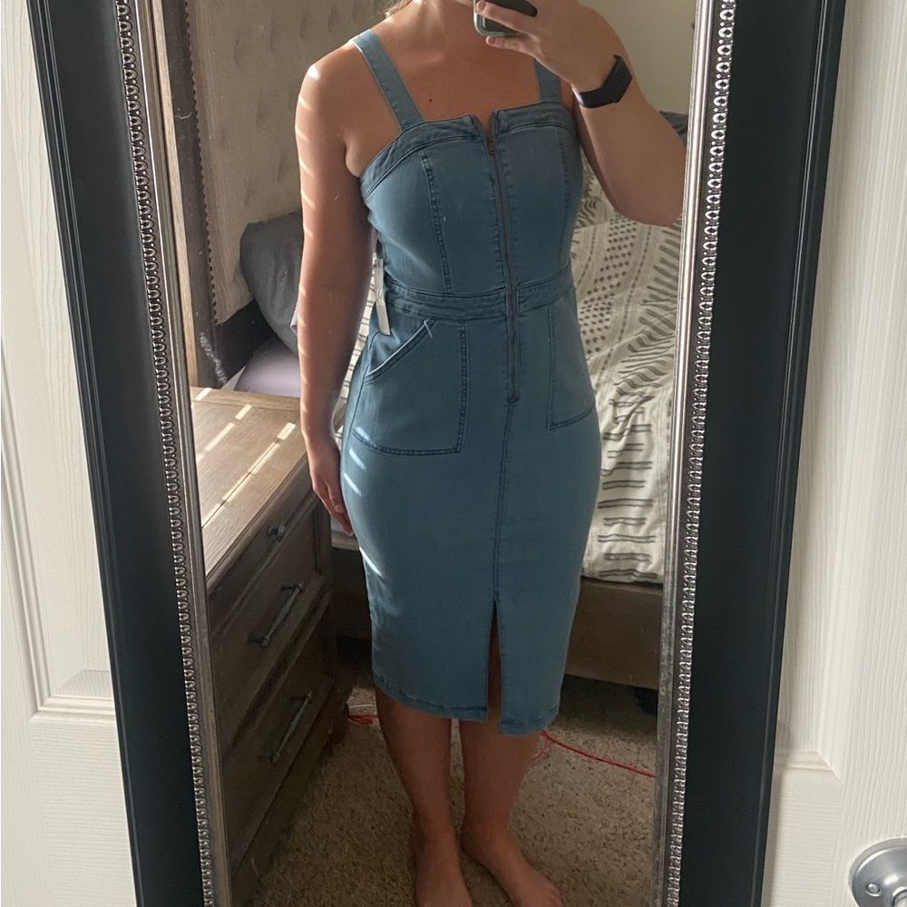 Denim zipper midi dress New York & Company